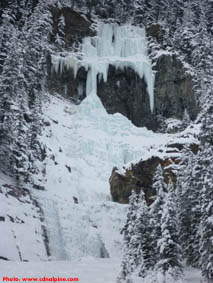 Louise Falls ice climb in early season conditions.