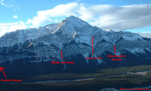 ice climbs on Mount Elliot near Nordegg, Alberta