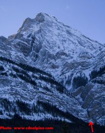 Elliot's Left Hand ice climb along the David Thompson Highway near Nordegg, AB.