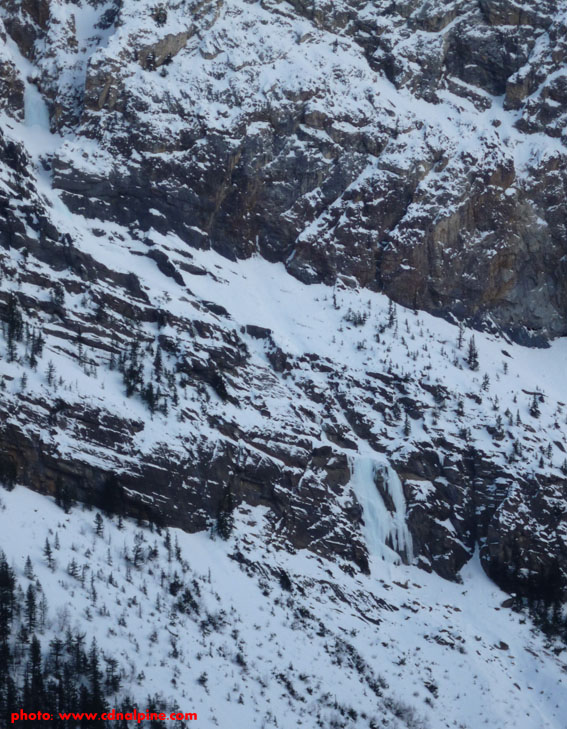 Silk Tassle ice climb near Field, BC.