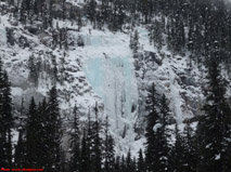 Iron Curtain & Peristroika ice climbs on the Yoho Valley road near Field, British Columbia.