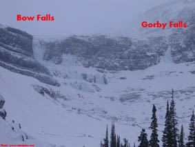 Bow Falls and Gorby Falls ice climbs